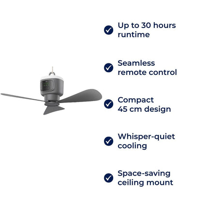 Portable Remote-Control Ceiling Fan with LED Light & 30-Hour Battery Life | Compact Design for Home & Travel 5