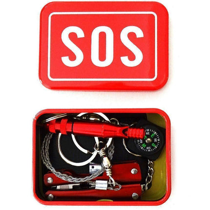Portable SOS Survival Kit | Emergency Preparedness Tools in Compact Metal Box for Roadside Safety 0