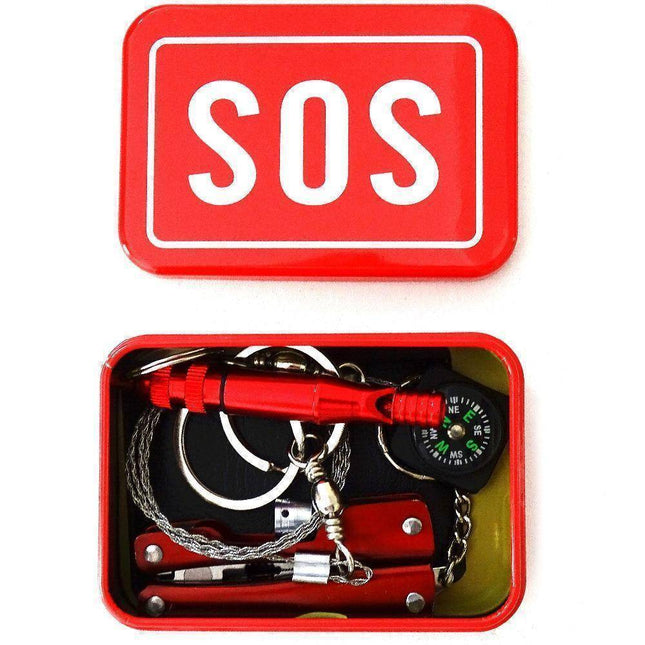 Portable SOS Survival Kit | Emergency Preparedness Tools in Compact Metal Box for Roadside Safety 0