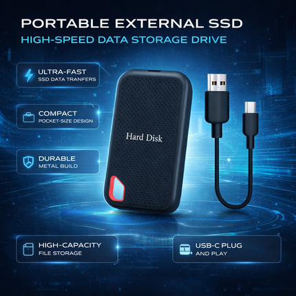 Portable SSD External Hard Drive with High-Speed USB-C | Compact Design for Fast Data Transfer 4