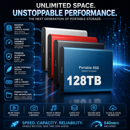 Portable SSD Storage | High-Speed External Hard Drive with 128TB Capacity | Durable Design for On-the-Go Professionals 3