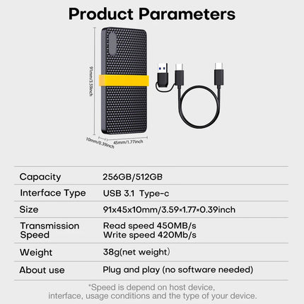 Portable SSD | External Hard Drive with USB 3.1 Type C | Compact Design for Fast Data Access 6