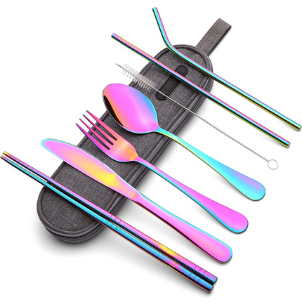 Portable Stainless Steel Cutlery Set with Waterproof Case | Compact Dining Solution for Travel and Camping 3
