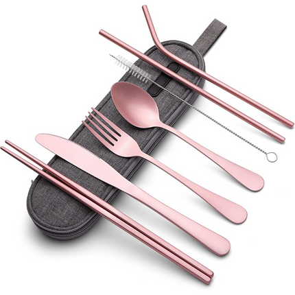 Portable Stainless Steel Cutlery Set with Waterproof Case | Compact Dining Solution for Travel and Camping 4
