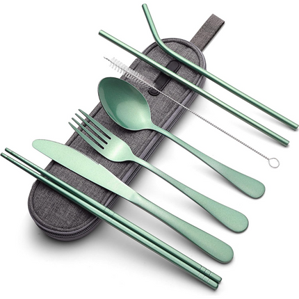 Portable Stainless Steel Cutlery Set with Waterproof Case | Compact Dining Solution for Travel and Camping 6