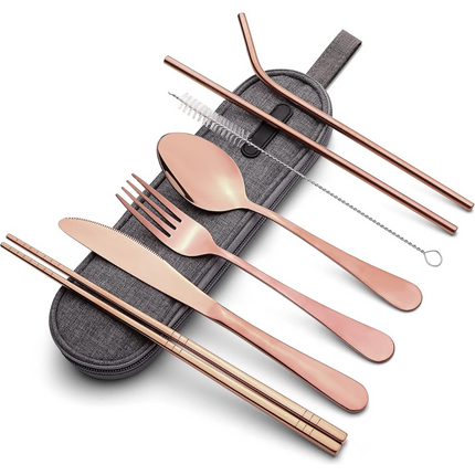 Portable Stainless Steel Cutlery Set with Waterproof Case | Compact and Durable for On-the-Go Dining 2