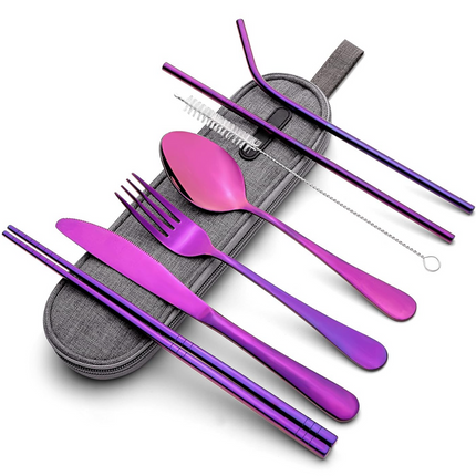 Portable Stainless Steel Cutlery Set with Waterproof Case | Compact and Durable for On-the-Go Dining 5