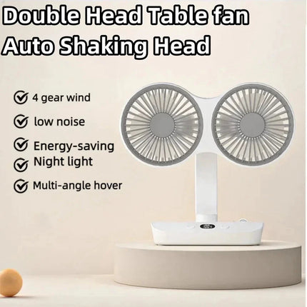 Portable Table Fan with LED Night Light & Adjustable Rotation | Small Desk Fan for Versatile Cooling and Illumination 2