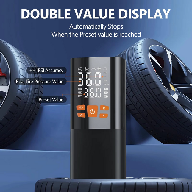Portable Tire Inflator | 180 PSI Air Compressor with Rechargeable 25000mAh Battery | Compact Design for Quick Inflation 1