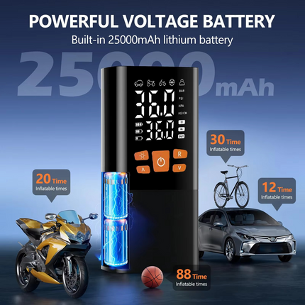 Portable Tire Inflator | 180 PSI Air Compressor with Rechargeable 25000mAh Battery | Compact Design for Quick Inflation 3