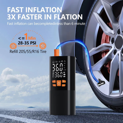 Portable Tire Inflator | 180 PSI Air Compressor with Rechargeable 25000mAh Battery | Compact Design for Quick Inflation 4