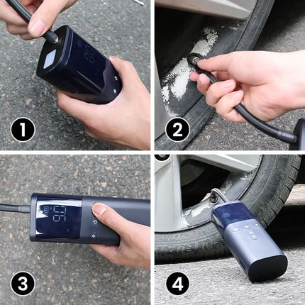 Portable Wireless Car Tire Inflator Air Compressor with Fast Inflation | USB Rechargeable for Emergency Use 4