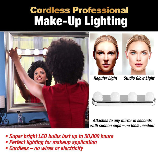 Vanity Mirror Lights Stick On, Battery Operated Makeup Mirror Light, Dimmable LED Vanity Lights for Hollywood Mirror