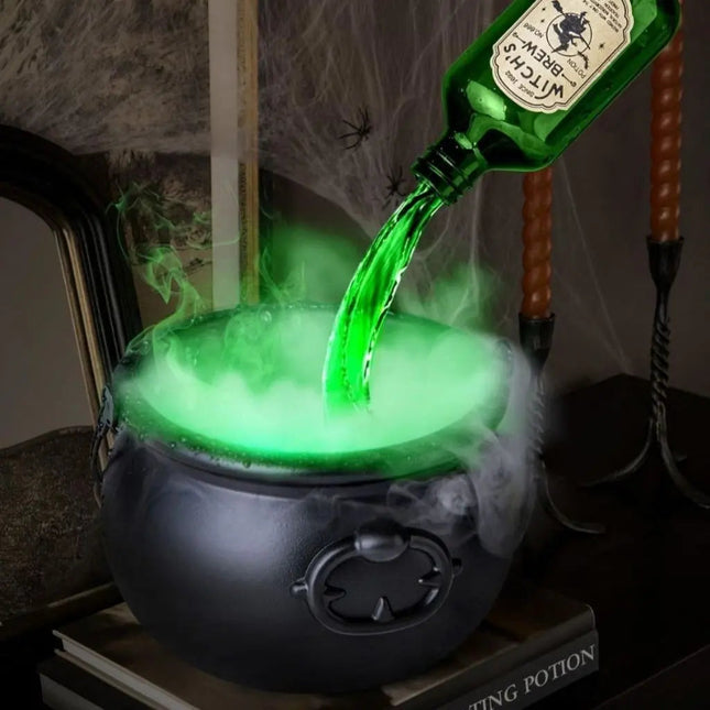 Halloween Cauldron with Floating Magic Potion Bottle, Fog Cauldron Halloween Decorations Indoor, Halloween Party Decor_01