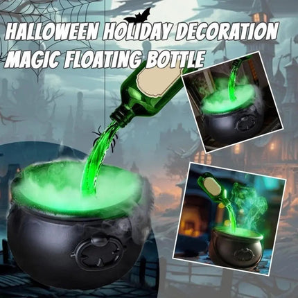 Halloween Cauldron with Floating Magic Potion Bottle, Halloween Party Decor