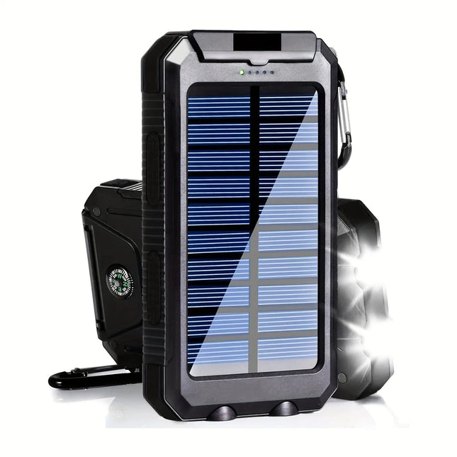 PowerFlash Portable | Solar Phone Charger with Dual LED Flashlights | 20000 mAh Power Bank for Outdoor Adventures 0
