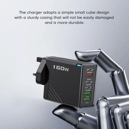 PowerHub | 160W Ultra-Fast USB Charging Hub with Multi-Port Convenience | Compact Wall Adapter for Quick Device Charging 2