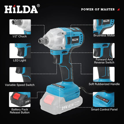 PowerPro | 18V Cordless Impact Wrench with Brushless Motor Technology | High-Torque Performance for Automotive and Construction 4