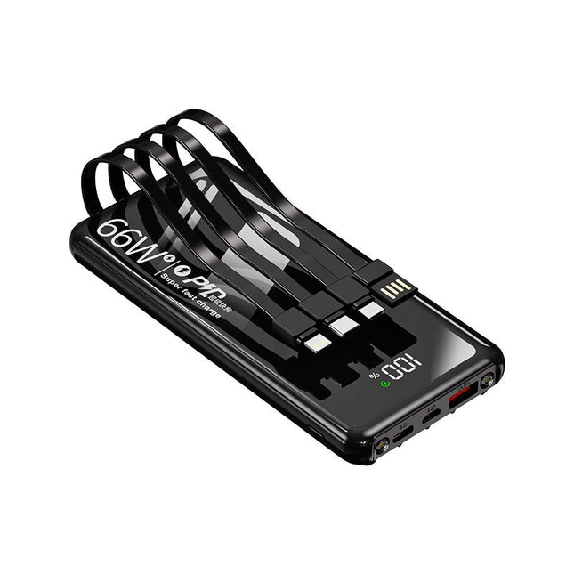 Power Bank | High-Speed Portable Charger with Integrated Cables | Compact Design for Travel 0