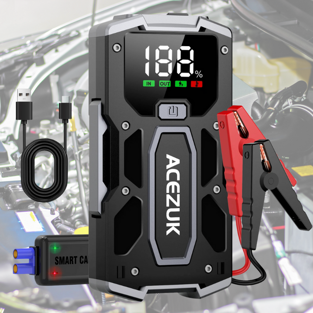 Power Boost | 3000A Portable Jump Starter with Power Bank & LED Flashlight | Essential Emergency Tool for Vehicles 0