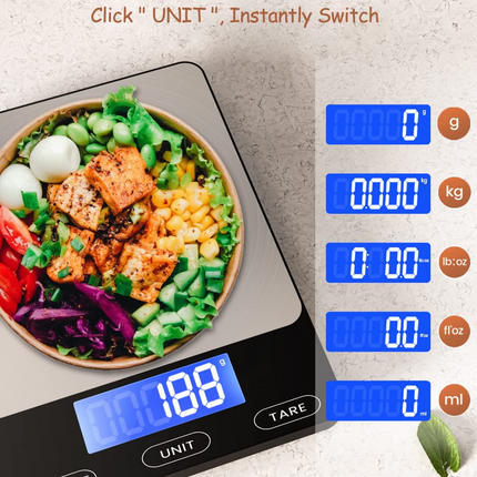 PrecisionPro | Digital Kitchen Scale with High Accuracy & Rechargeable Design | Sleek Stainless Steel for Effortless Cooking 2