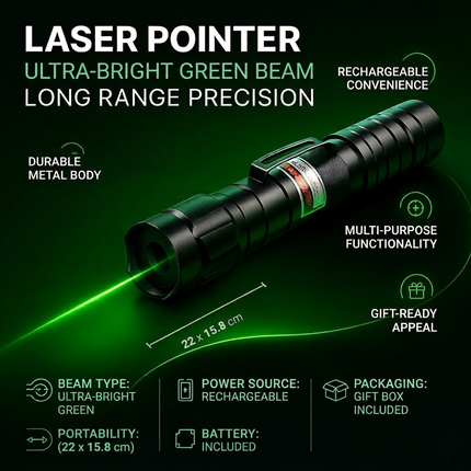 Precision Tool | Long Range Rechargeable Green Laser Pointer with Ultra-Bright Beam | Versatile for Outdoor Adventures 3