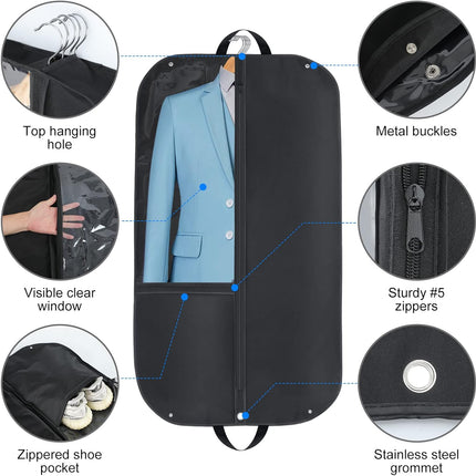 Premium Garment Bag Set | Waterproof Oxford Suit Cover with Gusset & Pockets for Travel and Storage 4