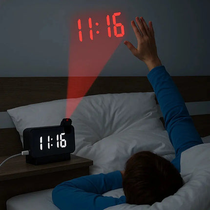Projection Alarm Clock, Digital Alarm Clock with Projector and Mirror Display – image 4