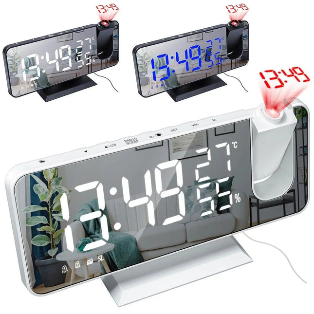 Projection Alarm Clock, Digital Alarm Clock with Projector and Mirror Display