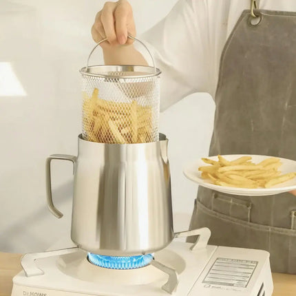 Deep Fryer Pot with Oil Strainer, Stainless Steel Oil Filter Pot for Frying