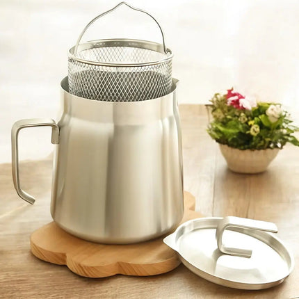 Deep Fryer Pot with Oil Strainer, Stainless Steel Oil Filter Pot for Frying – image 4