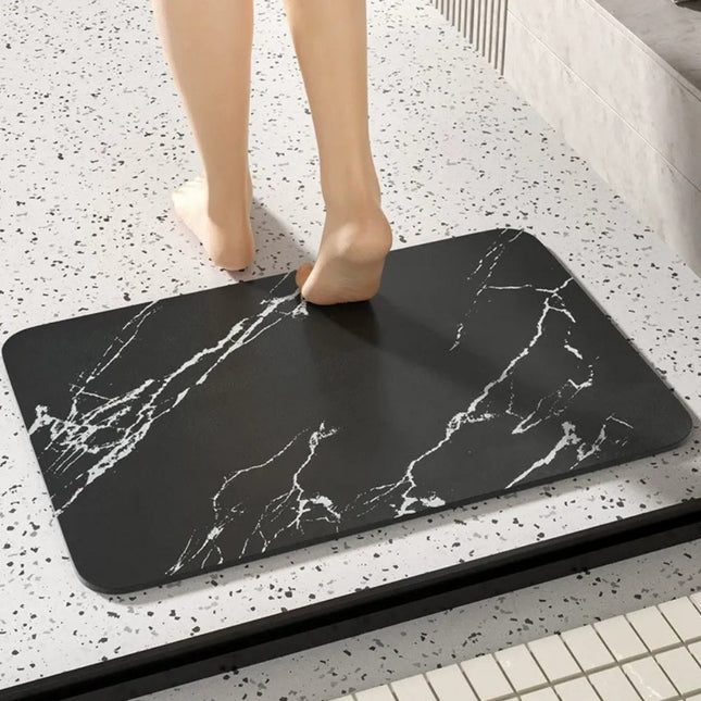 Quick Dry Diatom Stone Bath Mat with Non-Slip Base | Modern Marble Design for Moisture Control 1