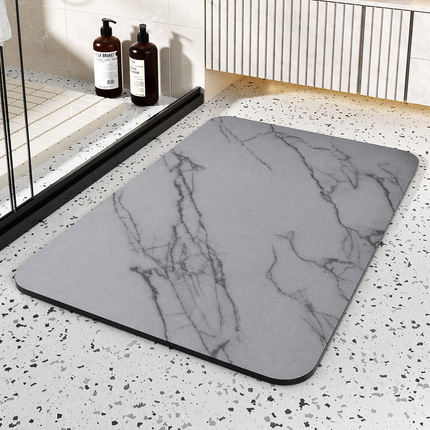Quick Dry Diatom Stone Bath Mat with Non-Slip Base | Modern Marble Design for Moisture Control 4