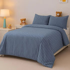 Duvet Cover Set with 2 Pillowcases, Queen Bedding Set, Striped King Duvet Cover, Soft Microfiber Bedding Set