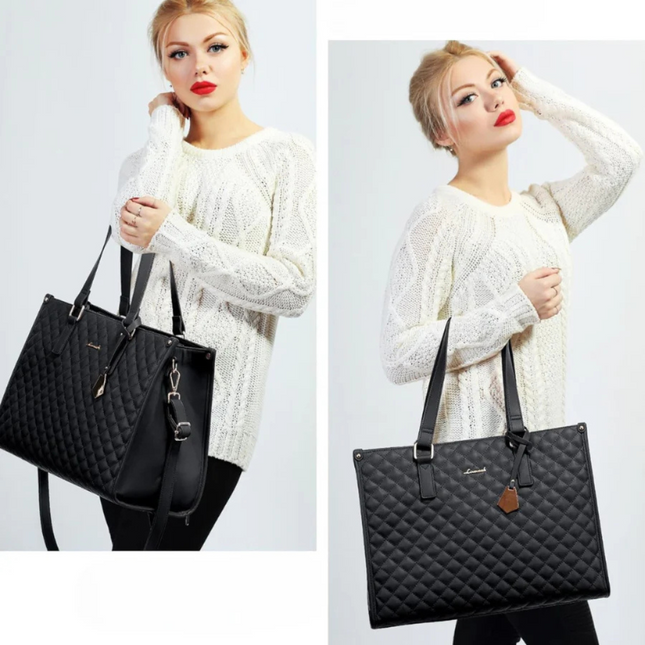 Quilted Tote Bag with Clutch Purse | Stylish & Spacious Design for Work & Travel 1