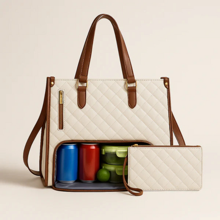 Quilted Tote Bag with Clutch Purse | Stylish & Spacious Design for Work & Travel 4