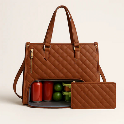 Quilted Tote Bag with Clutch Purse | Stylish & Spacious Design for Work & Travel 7