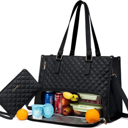 Quilted Tote Bag with Clutch Purse | Stylish & Spacious Design for Work & Travel 8