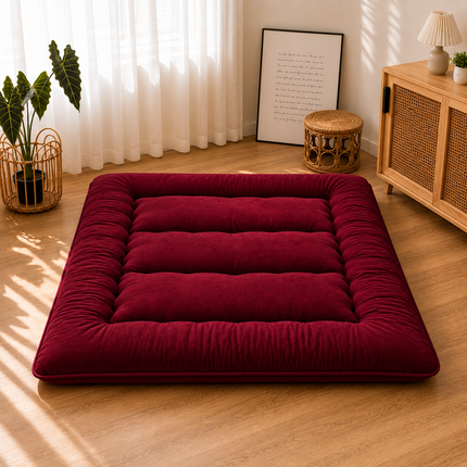 Japanese Floor Bed, 4 Inch Thick Futon Mattress, Foldable Tatami Sleeping Pad, Roll Up Floor Bed for Adults & Kids