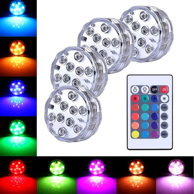 RGB LED Pool Lights | Submersible Floating Lights with Remote Control | Waterproof Design for Vibrant Ambiance 0