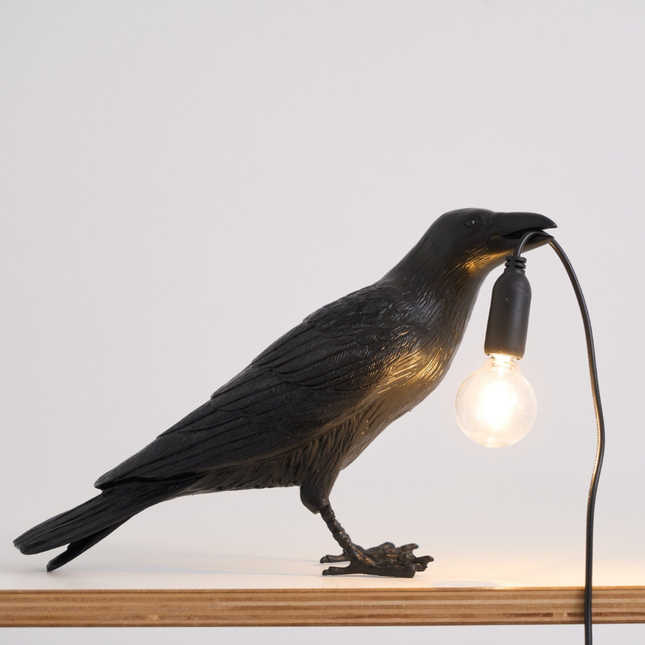 Raven Sculpture Table Lamp | Resin Bird Design with Warm Ambient Light | Unique Home Decor Accent 0
