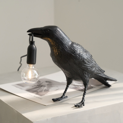 Raven Sculpture Table Lamp | Resin Bird Design with Warm Ambient Light | Unique Home Decor Accent 6