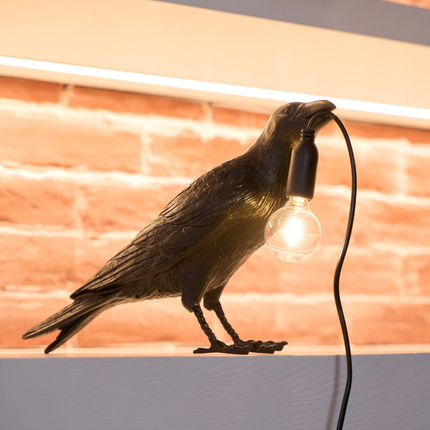 Raven Sculpture Table Lamp | Resin Bird Design with Warm Ambient Light | Unique Home Decor Accent 7