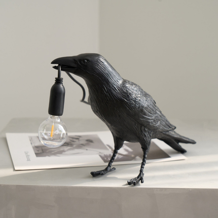 Raven Sculpture Table Lamp | Resin Bird Design with Warm Ambient Light | Unique Home Decor Accent 8