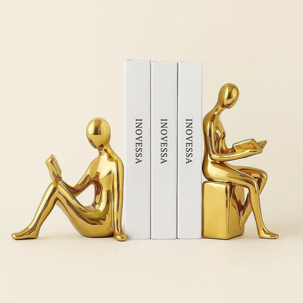 Decorative Bookends, Ceramic Book Ends for Shelves, Abstract Sculpture for Home Decor and Office Decor, Gift for Book Lovers