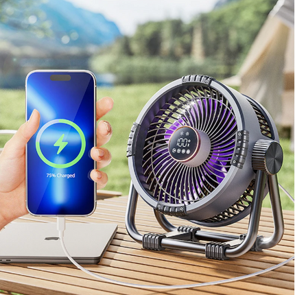 Rechargeable Camping Fan | 3-in-1 Portable Fan with LED Light & Power Bank for Extended Outdoor Use 4