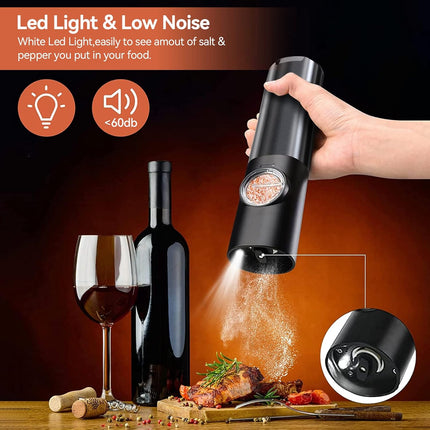 Rechargeable Electric Salt and Pepper Grinders with LED Light | One-Handed Operation for Effortless Seasoning 4