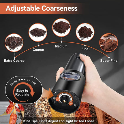 Rechargeable Electric Salt and Pepper Grinders with LED Light | One-Handed Operation for Effortless Seasoning 5