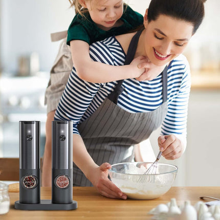 Rechargeable Electric Salt and Pepper Grinders with LED Light | One-Handed Operation for Effortless Seasoning 7