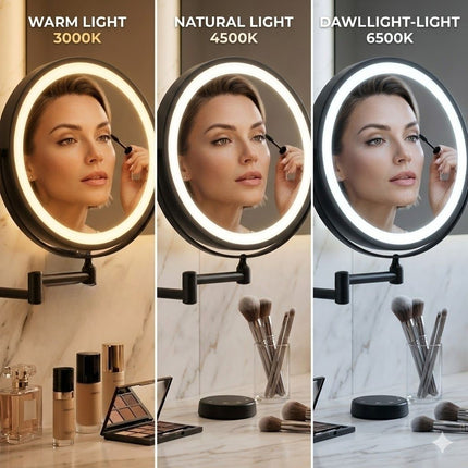 Rechargeable LED Vanity Mirror with 3 Light Tones & 360° Rotation for Flawless Makeup Application 4